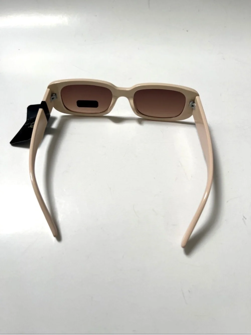 House of Harlow 1960 Slim Rectangle Oval Sunglasses Ivory Cream NWT Brown Lens